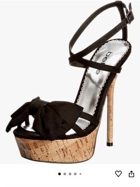 Bebe kali platform black bow high heels